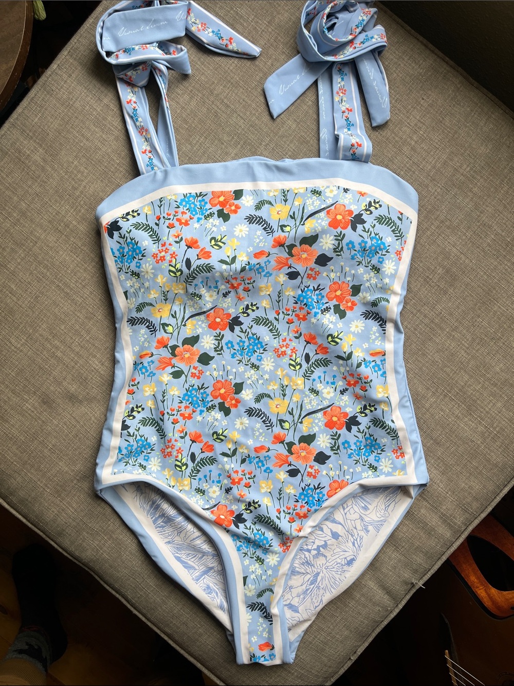 Reversible Floral One Piece Bathing Swim Suit Small